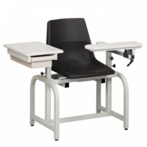 Blood Drawing Chair with Drawer Lab Series ClintonClean Single Adjustable Flip Up Armrest Black