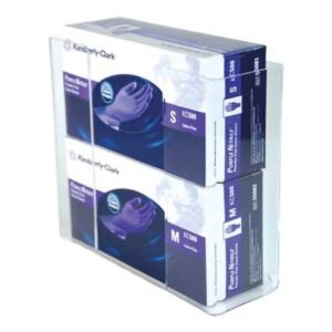 Glove Box Holder Horizontal Mounted 2-Box Capacity Clear 3-1/2 X 9-1/2 X 11 Inch Acrylic