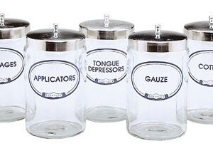 Sundry Jar Grafco Glass Transparent Glass Jars, Polished Aluminum Cover 4.25 X 7 Inch