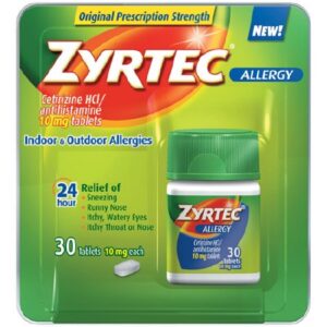 Allergy Relief Zyrtec 10 mg Strength Tablet 30 per Bottle
