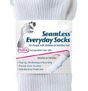 Diabetic Socks SeamLess Calf High X-Large White Closed Toe