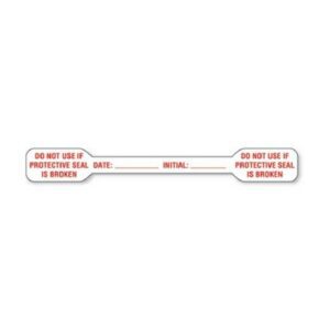 Pre-Printed Label Auxiliary Label Red Paper DO NOT USE IF PROTECTIVE SEAL IS BROKEN / DATE: _____ INITIAL: _____ Red Safety and Instructional 1/2 X 4-1/2 Inch