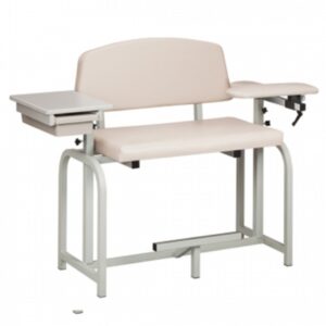 Blood Drawing Chair with Drawer Lab X Series Extra Tall / Wide Single Adjustable Flip Up Armrest Slate Blue