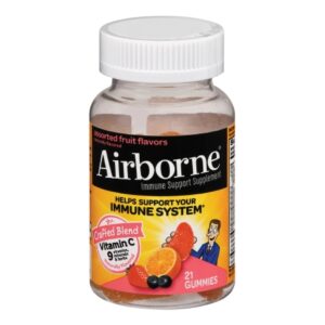 Multivitamin Supplement Airborne Immune Support Vitamin A / Ascorbic Acid 200 IU – 1,000 mg Strength Gummy 21 per Bottle Assorted Fruit Flavor