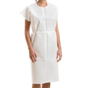 Patient Exam Gown One Size Fits Most White Disposable