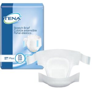 Unisex Adult Incontinence Brief TENA Stretch Plus 2X-Large Disposable Moderate Absorbency