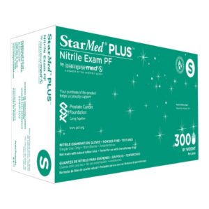 Exam Glove StarMed Plus Small NonSterile Nitrile Standard Cuff Length Textured Fingertips Blue Chemo Tested / Fentanyl Tested