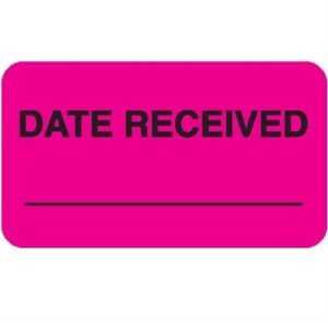 Pre-Printed Label Auxiliary Label Pink Paper DATE RECEIVED ____________ Black Quality Control Label 1 X 3-3/4 Inch