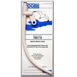Long DrainTube Urocare Quick Drain Valve Standard, 0.25 I.D. X 10 Long Inch, White rubber and Plastic, NonSterile