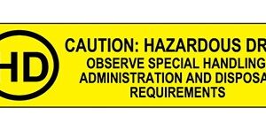 Pre-Printed Label Indeed Caution Label Yellow Paper Caution Hazardous Drug Black Biohazard 9/10 X 2-3/16 Inch