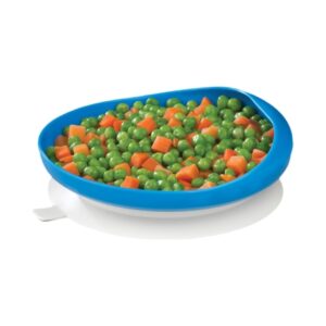 Scoop Plate with Suction Cup Base Maddak Blue Reusable Plastic 6-1/4 Inch Diameter