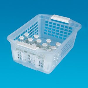 Storage Basket Flip and Stack Semi-Clear Plastic 4-1/2 X 8 X 12-1/4 Inch