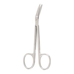 Stitch Scissors McKesson Argent 4-1/2 Inch Length OR / Surgical Grade Stainless Steel NonSterile Finger Ring Handle Angled Blunt Tip / Blunt Tip