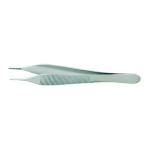 Dressing Forceps McKesson Argent Hudson-Ewald 4-3/4 Inch Length OR / Surgical Grade German Stainless Steel NonSterile NonLocking Thumb Handle Straight Serrated Tips