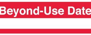 Pre-Printed Label UAL Auxiliary Label Red Paper BEYOND USE DATE White Quality Control Label 3/8 X 1-5/8 Inch