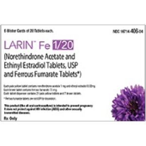 Larin Fe Norethindrone / Ethinyl Estradiol / Ferrous Fumarate 1 mg – 0.02 mg Tablet 168 Tablets
