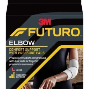 Elbow Support with Pressure Pads 3M Futuro Large Pull-On / Hook and Loop Strap Closure Sleeve Left or Right Elbow 11 to 12 Inch Elbow Circumference Gray