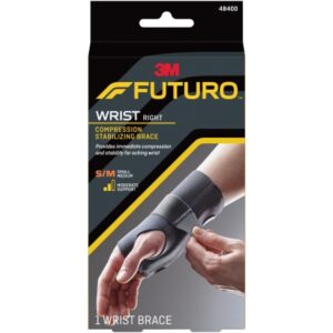 Wrist Brace Futuro Compression Stabilizing Low Profile Aluminum / Nylon / Polyester / Polyethylene / Spandex / Silicone Right Hand Black Small / Medium