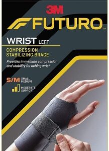 Wrist Brace Futuro Compression Stabilizing Low Profile Aluminum / Nylon / Polyester / Polyethylene / Spandex / Silicone Left Hand Black Small / Medium