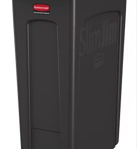 Trash Can Rubbermaid Slim Jim 92 Quart / 23 gal. Black LLDPE Rectangular