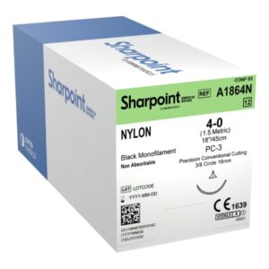 Nonabsorbable Suture with Needle Surgical Specialties Nylon PC-3 3/8 Circle Precision Conventional Cutting Needle Size 6-0 Monofilament