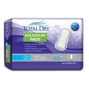 Bladder Control Pad TotalDry 13-3/4 Inch Length Moderate Absorbency Polymer Core Regular