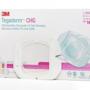 I.V. Dressing with CHG 3M Tegaderm CHG (Chlorhexidine Gluconate) / Film 4-3/4 X 4-3/4 Inch Sterile