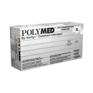 Exam Glove Polymed X-Large NonSterile Latex Standard Cuff Length Fully Textured Ivory Not Rated