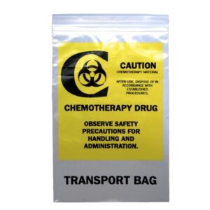 Hazardous Drug Bag LK Biohazard Symbol / Chemotherapy Drug / Transport Bag Clear / Yellow 9 X 12 Inch