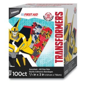 Adhesive Strip American White Cross Stat Strip 3/4 X 3 Inch Plastic Rectangle Kid Design (Transformers) Sterile