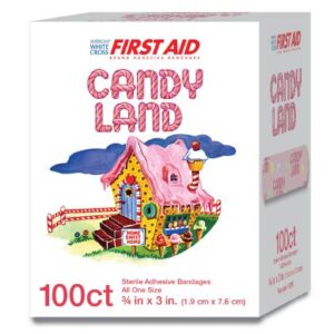 Adhesive Strip American White Cross Stat Strip 3/4 X 3 Inch Plastic Rectangle Kid Design (Candy Land) Sterile