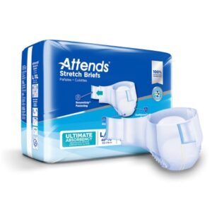 Unisex Adult Incontinence Brief Attends Stretch Large / X-Large Disposable Heavy Absorbency