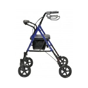 4 Wheel Rollator Lumex Set N’ Go Blue Adjustable Height / Wide / Folding Aluminum Frame