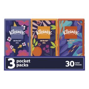 Facial Tissue Kleenex Pocket Pack White 8-3/5 X 8-3/10 Inch 15 Count