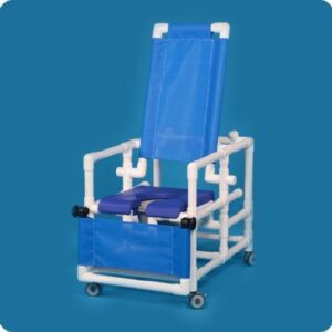 Commode / Shower Chair ipu Fixed Arms PVC Frame Reclining Backrest 24 Inch Seat Width 300 lbs. Weight Capacity