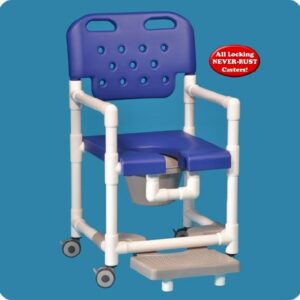 Commode / Shower Chair Elite Fixed Arms PVC Frame With Backrest 21 Inch Seat Width 325 lbs. Weight Capacity