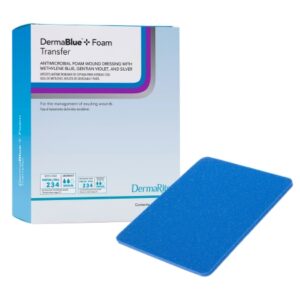 Silver Foam Dressing DermaBlue+ Foam Transfer 4 X 5 Inch Rectangle Sterile