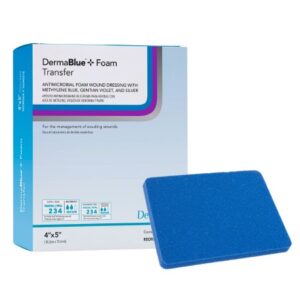 Silver Foam Dressing DermaBlue+ Foam 4 X 5 Inch Square Sterile