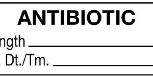 Drug Label UAL Anesthesia Label Tape Antibiotic Strength_Exp_Dt Tm White 1/2 X 1-1/2 Inch