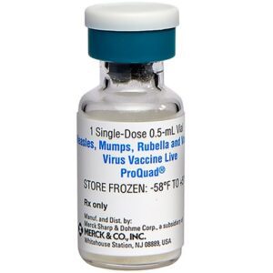 ProQuad Measles, Mumps, and Rubella and Varicella Virus Vaccine 1,000 TCID – 20,000 TCID – 1,000 TCID – 9772 PFU / 0.5 mL Injection 0.5 mL