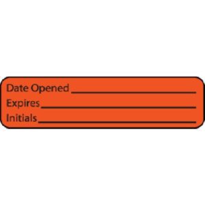 Pre-Printed / Write On Label MedVision Auxiliary Label Orange Paper DATE OPENED____/EXPIRE___/Initials Black Quality Control Label 5/16 X 1-1/4 Inch