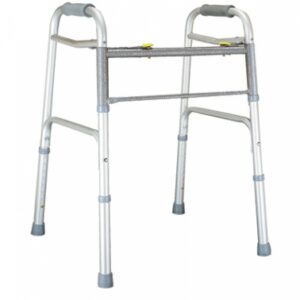 Bariatric Dual Release Folding Walker with Wheels Adjustable Height Lumex Imperial Collection Aluminum Frame 600 lbs. Weight Capacity 33 to 40 Inch Height