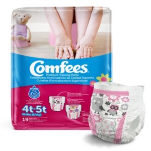 Female Toddler Training Pants Comfees Pull On with Tear Away Seams Size 4T to 5T Disposable Moderate Absorbency