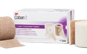 2 Layer Compression Bandage System 3M Coban 2 2 Inch X 1-3/10 Yard / 2 Inch X 3 Yard Self-Adherent Closure Tan / White NonSterile 35 to 40 mmHg