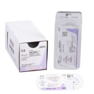 Absorbable Suture with Needle Coated Vicryl Polyglactin 910 P-3 3/8 Circle Precision Reverse Cutting Needle Size 5-0 Braided