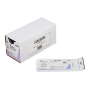 Absorbable Suture with Needle Coated Vicryl Polyglactin 910 PS-2 3/8 Circle Precision Reverse Cutting Needle Size 4-0 Braided