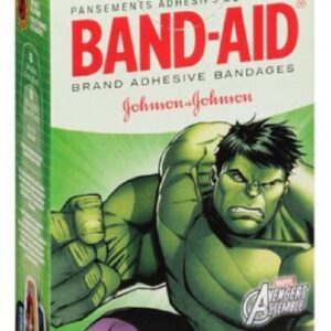 Adhesive Strip Band-Aid 5/8 X 2-1/4 Inch / 3/4 X 3 Inch Plastic Rectangle / Round Kid Design (Avengers) Sterile