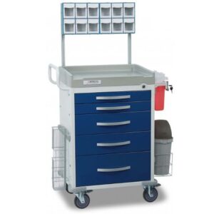 Medical Cart Detecto Rescue Series Aluminum 21.3 X 27.8 X 41.8 Inch Blue Drawer 15.6 X 22.4 Inch Drawer