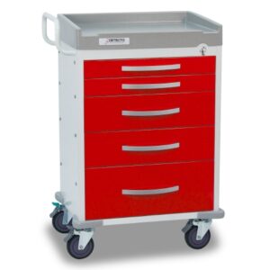 Emergency Cart Detecto Rescue Series Aluminum 22 X 28 X 42 Inch Red