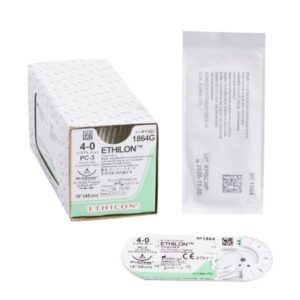 Nonabsorbable Suture with Needle Ethilon Nylon PC-3 3/8 Circle Precision Conventional Cutting Needle Size 4-0 Monofilament